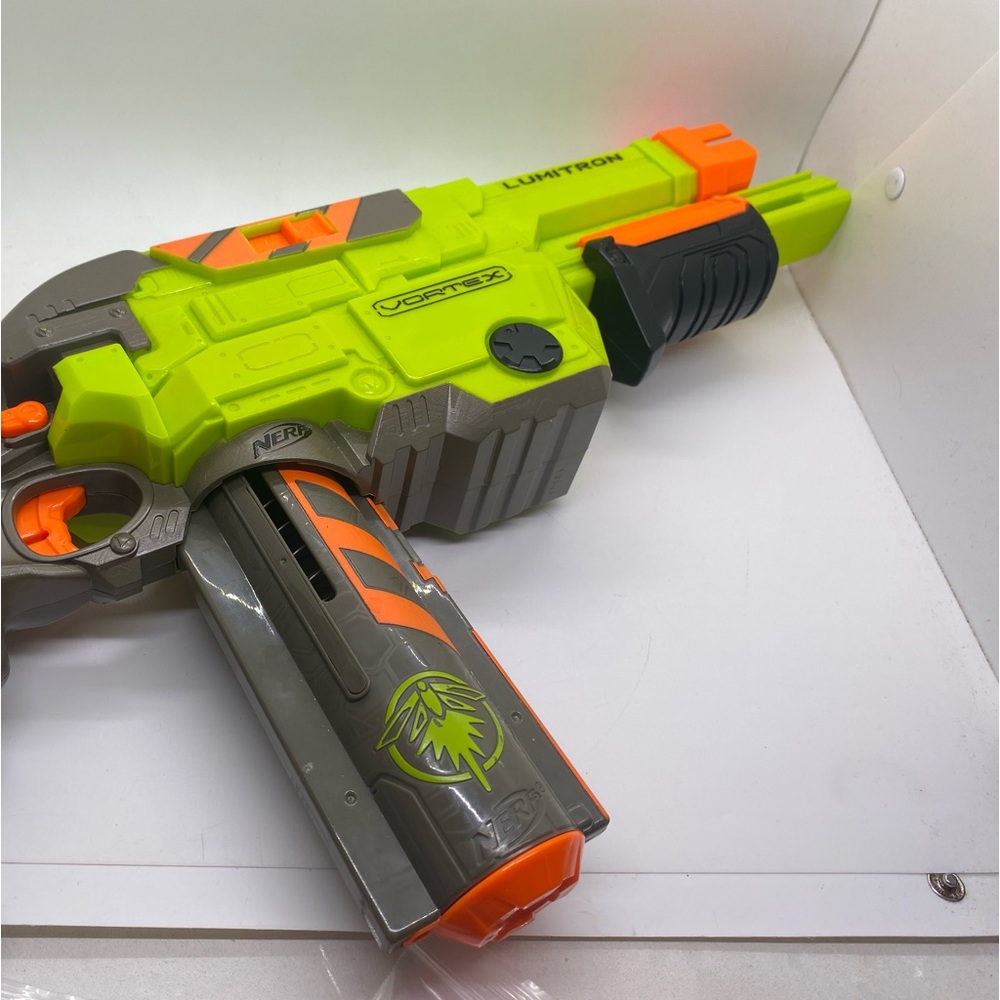 Nerf Vortex Lumitron Neon Green and Bright Orange